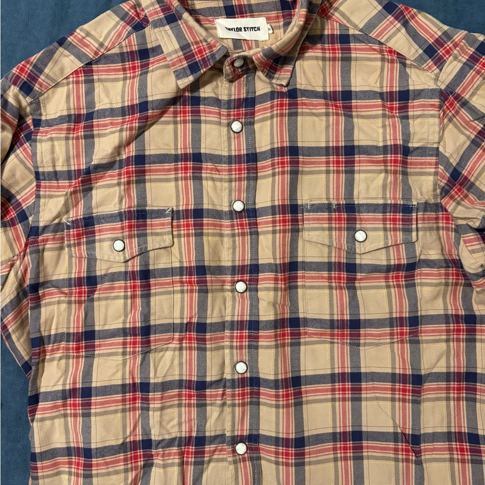 Taylor Stitch Men's Red and Blue Plaid Western Shirt - The Best!